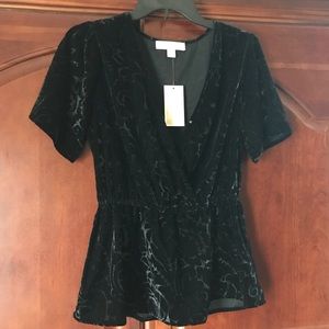 NWT Michael Kors Faux Wrap Velvet Top